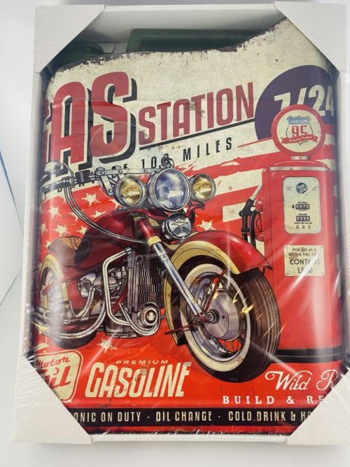 Enseigne bidon d'essence - Gas Station 10 miles - Premium gasoline