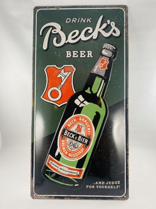 Plaque métal bombée Drink Beck's Beer