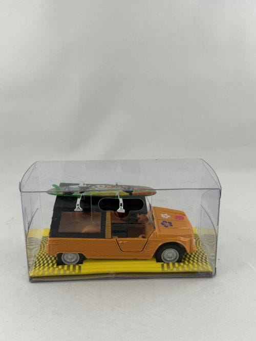 Citroën Mehari orange hippie planche de surf verte