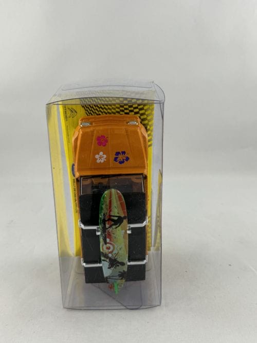 Citroën Mehari orange hippie planche de surf verte