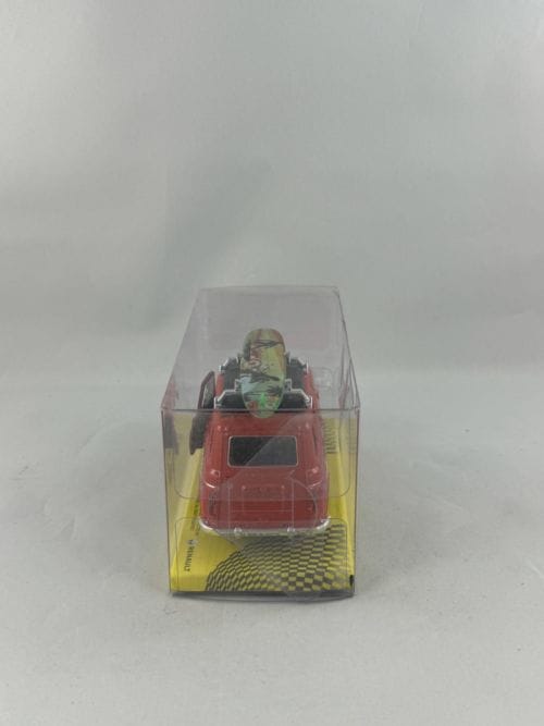 Renault 4L rouge hippie planche de surf verte