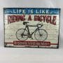 Plaque de style vintage cartonnée Life is like riding a bicycle
