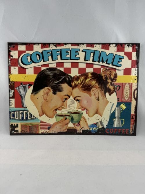 Plaque de style vintage cartonnée Coffee Time
