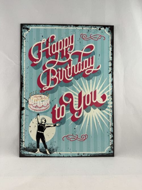 Plaque de style vintage cartonnée Happy birthday to you