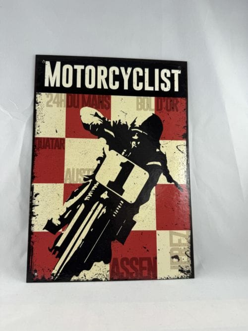 Plaque de style vintage cartonnée Motorcyclist - 24h du Mans - Bol d'or