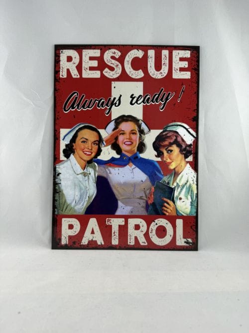 Plaque de style vintage cartonnée Rescue Patrol - Always ready !