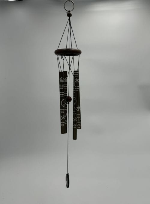 Carillon mobile 4 tubes en métal Bronze - Yin & Yang