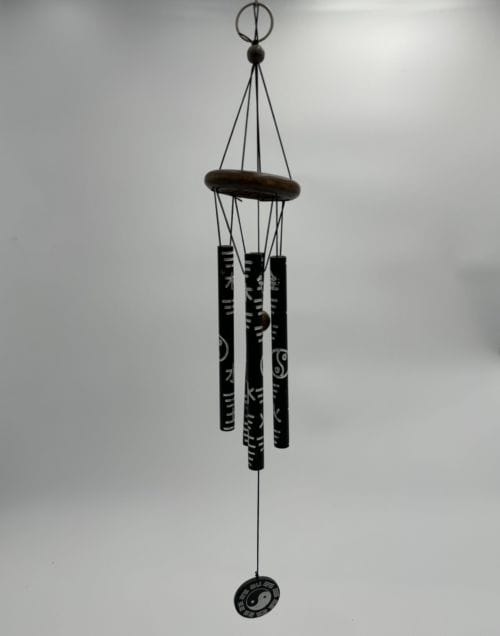 Carillon mobile 4 tubes en métal Noir - Yin & Yang