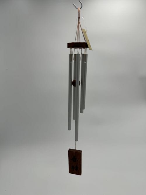 Carillon mobile 4 tubes en métal argent - Japonais avec plaque