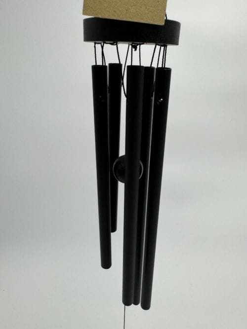 Carillon mobile 4 tubes en métal noir - Japonais avec plaque