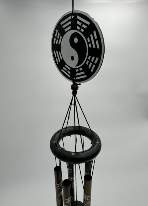 Carillon mobile 5 tubes en métal Noir - Yin & Yang