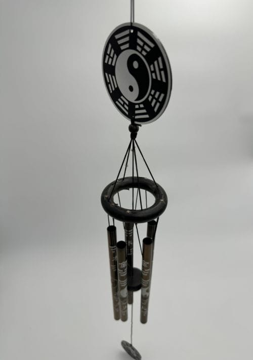 Carillon mobile 5 tubes en métal Noir - Yin & Yang