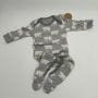 Pyjama biologique gris motif ours, grenouillère, pyjama, doudou, GOTS, avec pied - FRESK