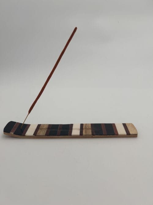 Porte Encens en bois et résine motifs Rayures