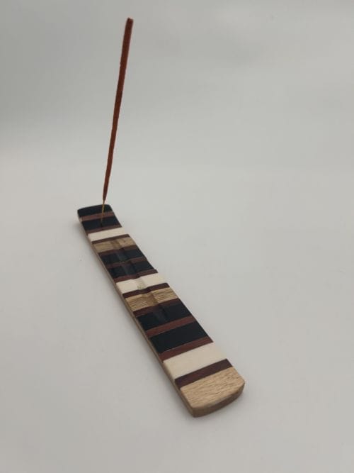 Porte Encens en bois et résine motifs Rayures