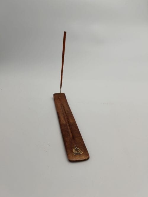 Porte encens en bois avec symbole Bouddha