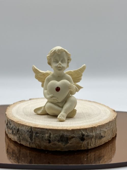Statuette Ange Gardien + petit coeur strass rouge