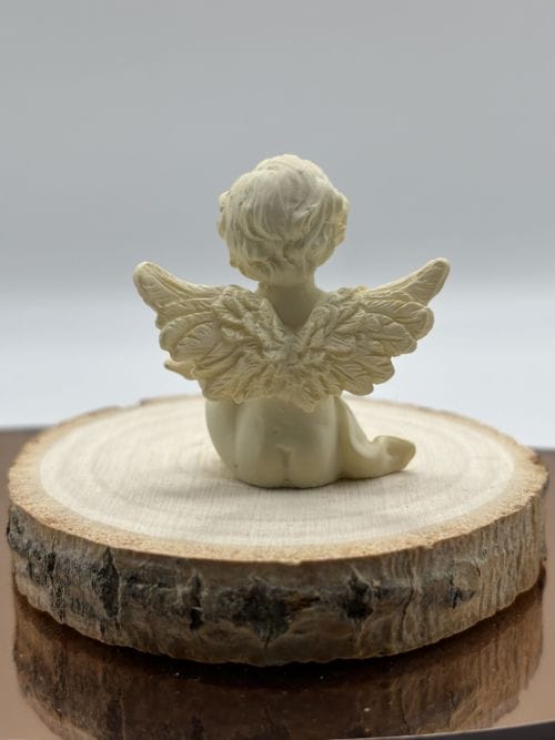 Statuette Ange Gardien + coeur strass blanc