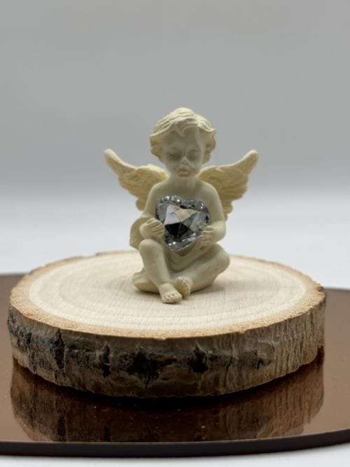 Statuette Ange Gardien + gros coeur strass blanc