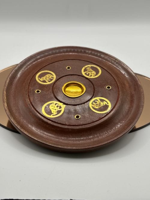 Porte encens Bois - Eléphants dans Rond