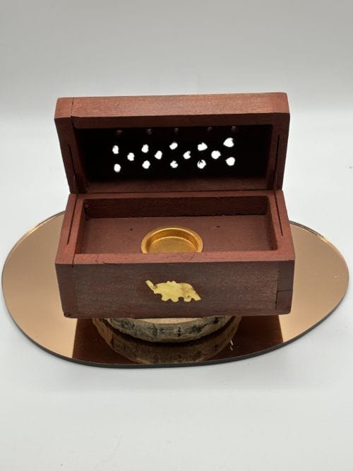 Boîte en Bois brûle encens cônes - Motif Elephant - Grand modèle