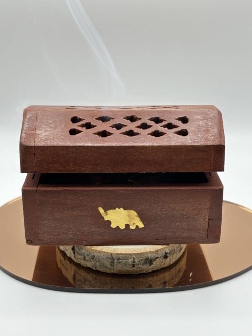 Boîte en Bois brûle encens cônes - Motif Elephant - Grand modèle