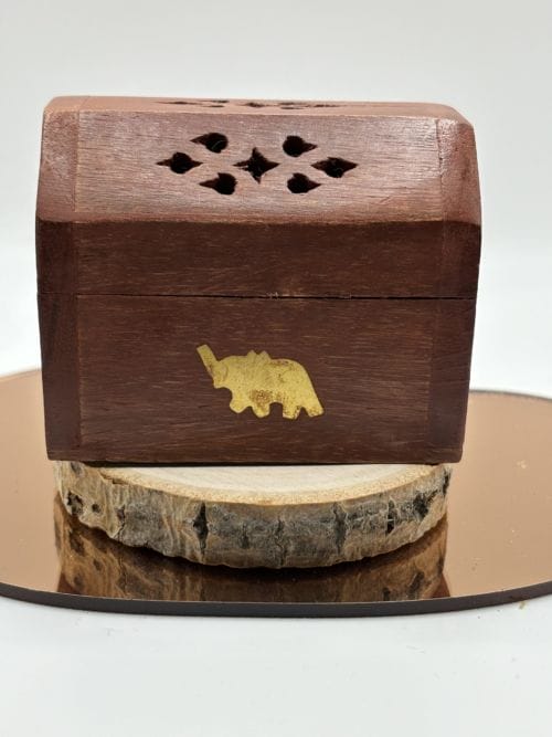 Boîte en Bois brûle encens cônes - Motif Elephant - Petit Modèle