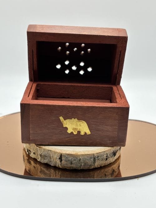 Boîte en Bois brûle encens cônes - Motif Elephant - Petit Modèle