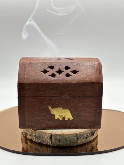 Boîte en Bois brûle encens cônes - Motif Elephant - Petit Modèle