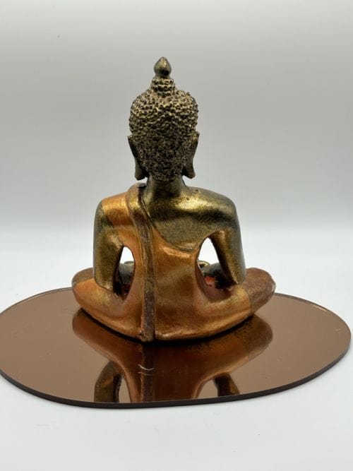 Statuette Bouddha en Bois - Doré et Orange