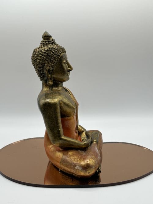 Statuette Bouddha en Bois - Doré et Orange