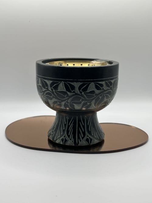 Brûle Encens calice en stéatite décoré