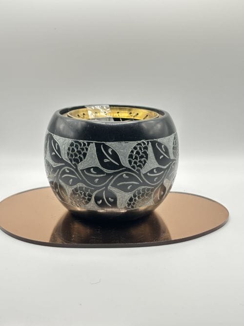 Brûle encens arrondie en stéatite décoré