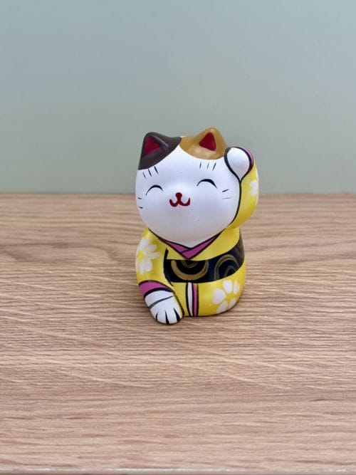 Statue Chat - Japonais Jaune