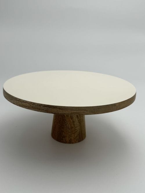 Plat de présentation en bois de manguier et émail blanc - Be Home