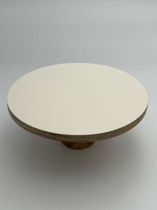 Plat de présentation en bois de manguier et émail blanc - Be Home