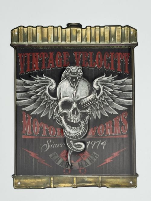 Plaque métal Vintage Velocity Motor works