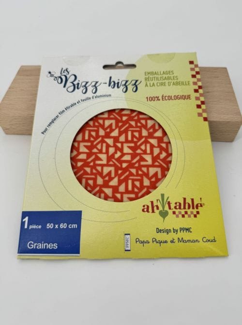 Bizz Bizz Emballage Réutilisable à la Cire d'Abeille - 1 pièce - 50 x 60 cm - Graines - Ah Table