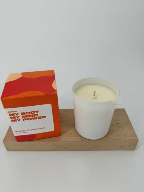 Bougie de massage parfumée relaxante Tonka & Ambre Gris: My Body, My Mind, My Power - Nevernot