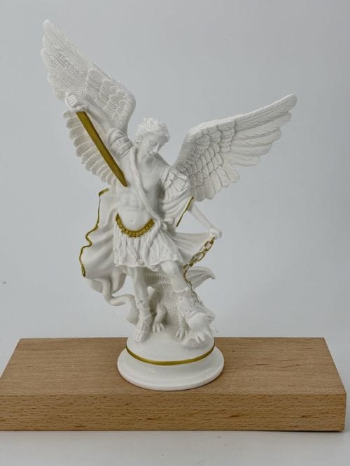 Statue Albâtre 25 cm Saint Michel Doré
