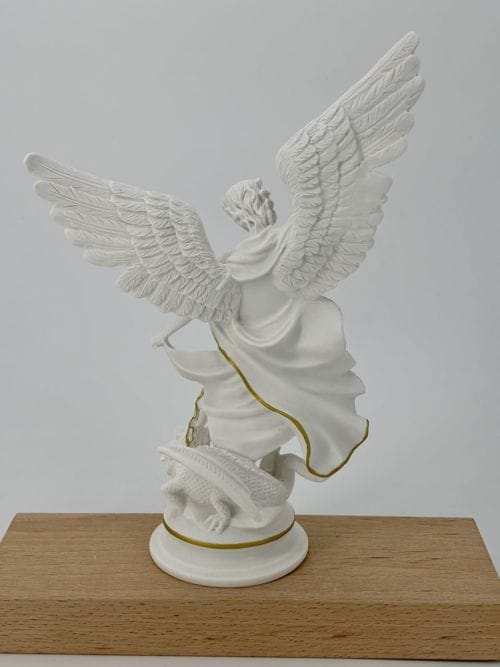 Statue Albâtre 25 cm Saint Michel Doré