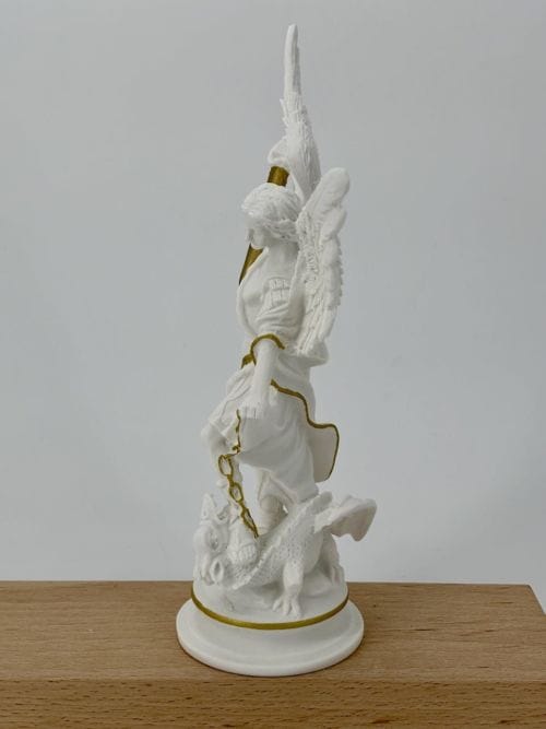 Statue Albâtre 25 cm Saint Michel Doré