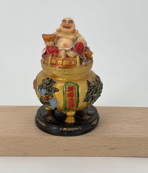 Coffret Bouddha Rieur 16 cm - Peint à la main