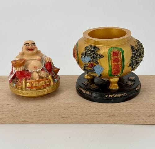 Coffret Bouddha Rieur 16 cm - Peint à la main