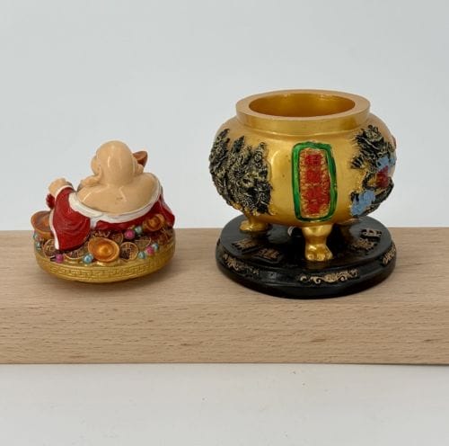 Coffret Bouddha Rieur 16 cm - Peint à la main