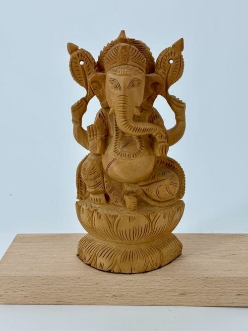 Statuette de Ganesh Bois sculptée à la main - 22 cm