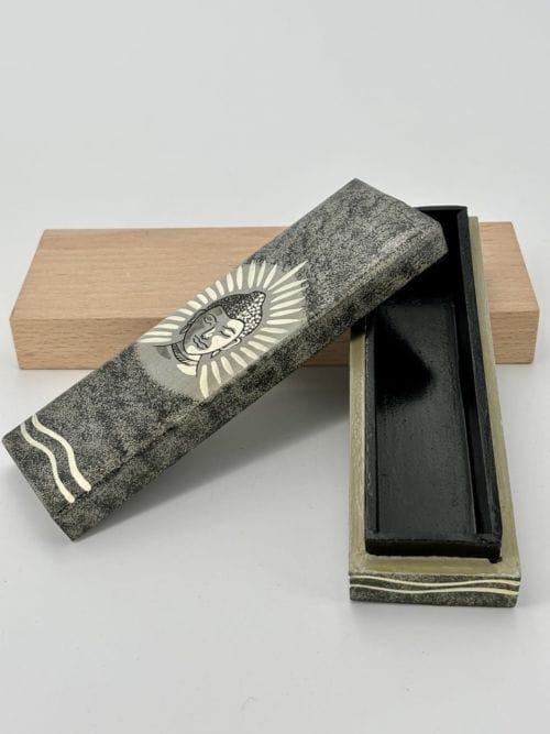 Boîte à crayon en bois Gris - Bouddha - 20 cm