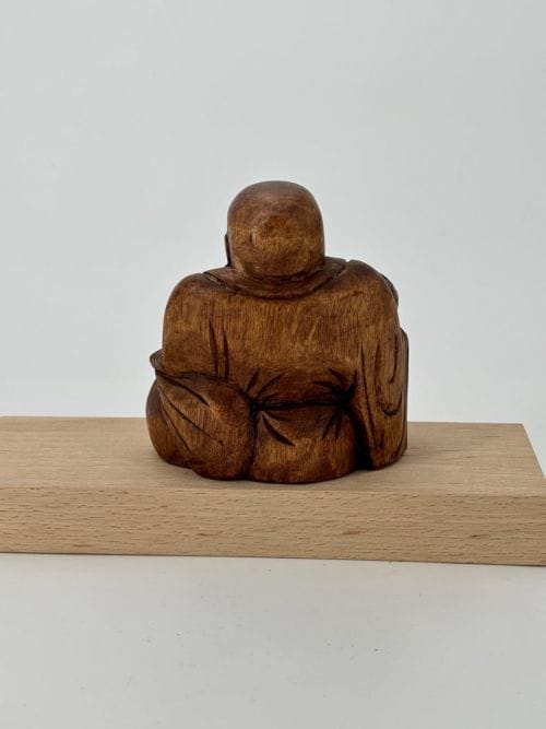 Statuette Bois Bouddha Rieur - 13 cm