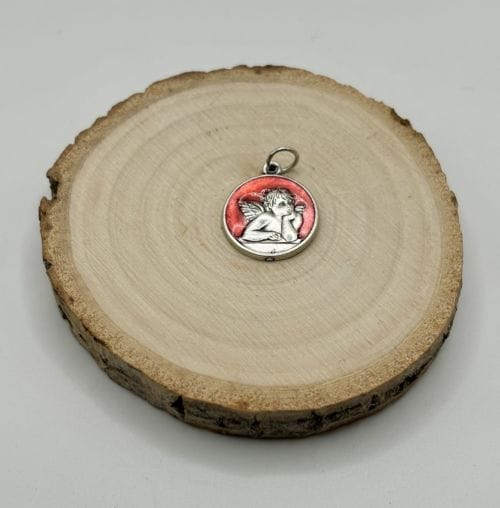 Médaille Ange émaillé rouge