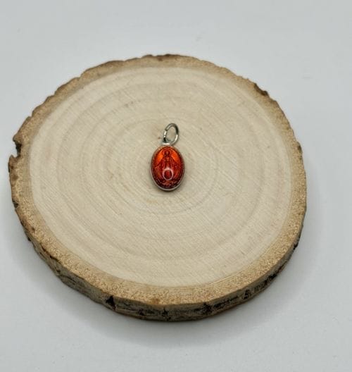 Médaille miraculeuse, aluminium, ovale 17 mm, émail couleur Rouge